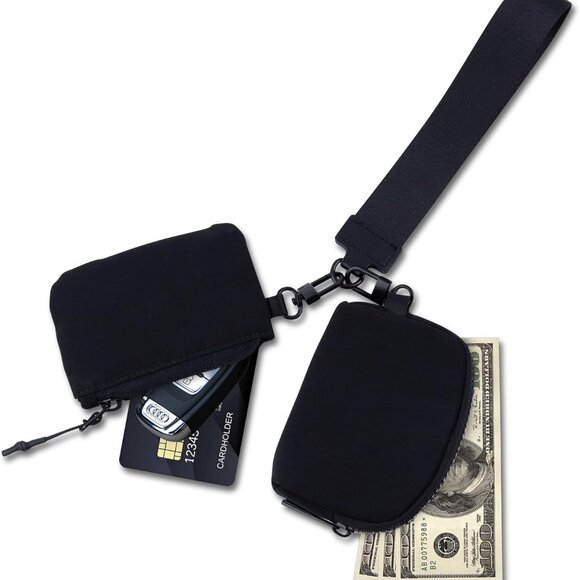 Stylish Dual Pouch Wristlet Wallet with Detachable Coin Purse and Keychain - Com - Picture 2 of 5